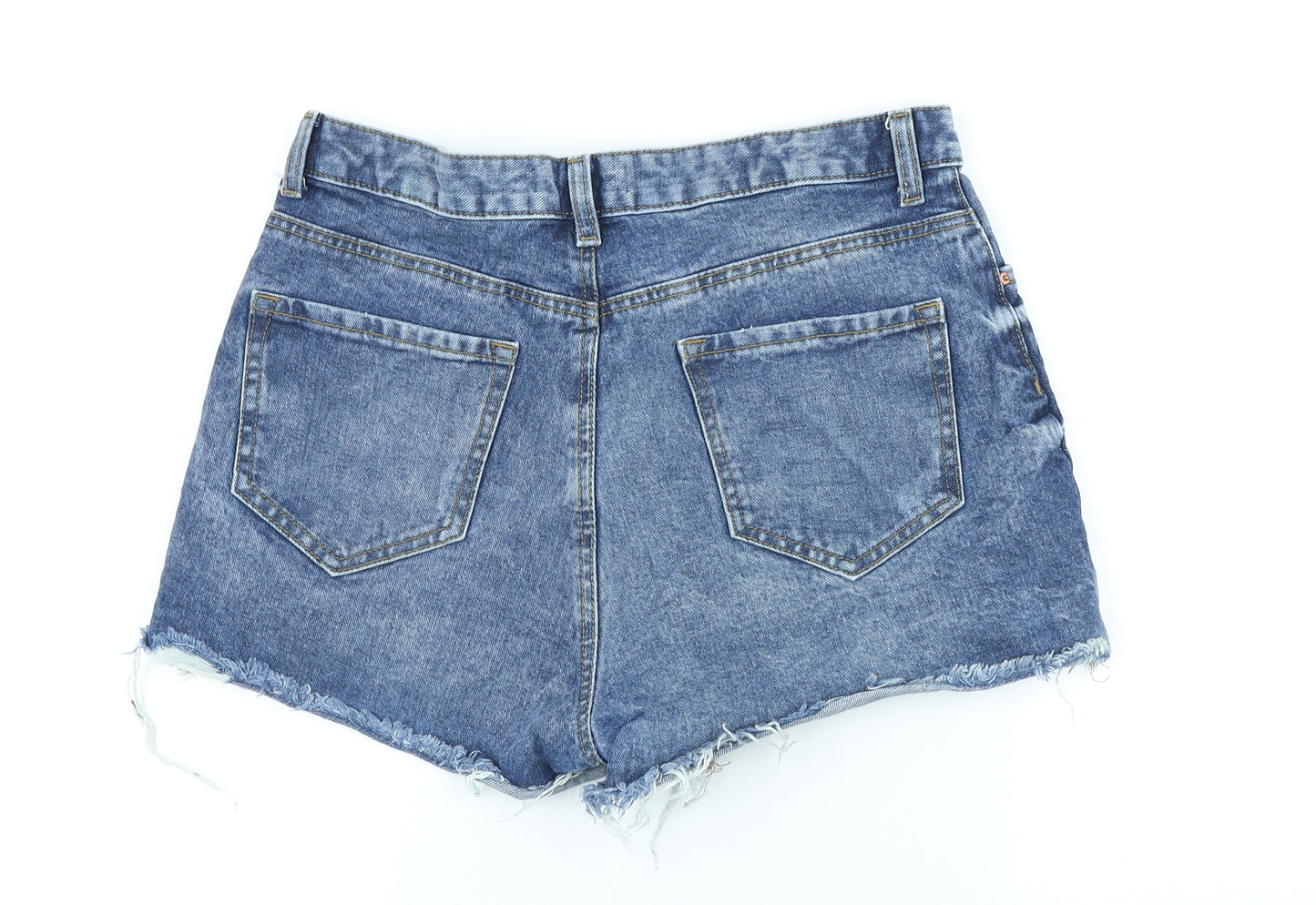 Denim & Co. Womens Blue Cotton Cut-Off Shorts Size 14 Regular Button