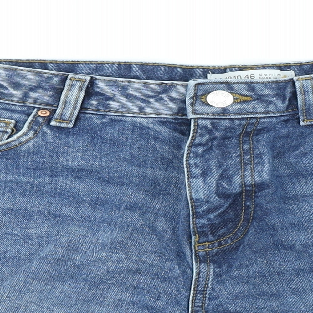 Denim & Co. Womens Blue Cotton Cut-Off Shorts Size 14 Regular Button