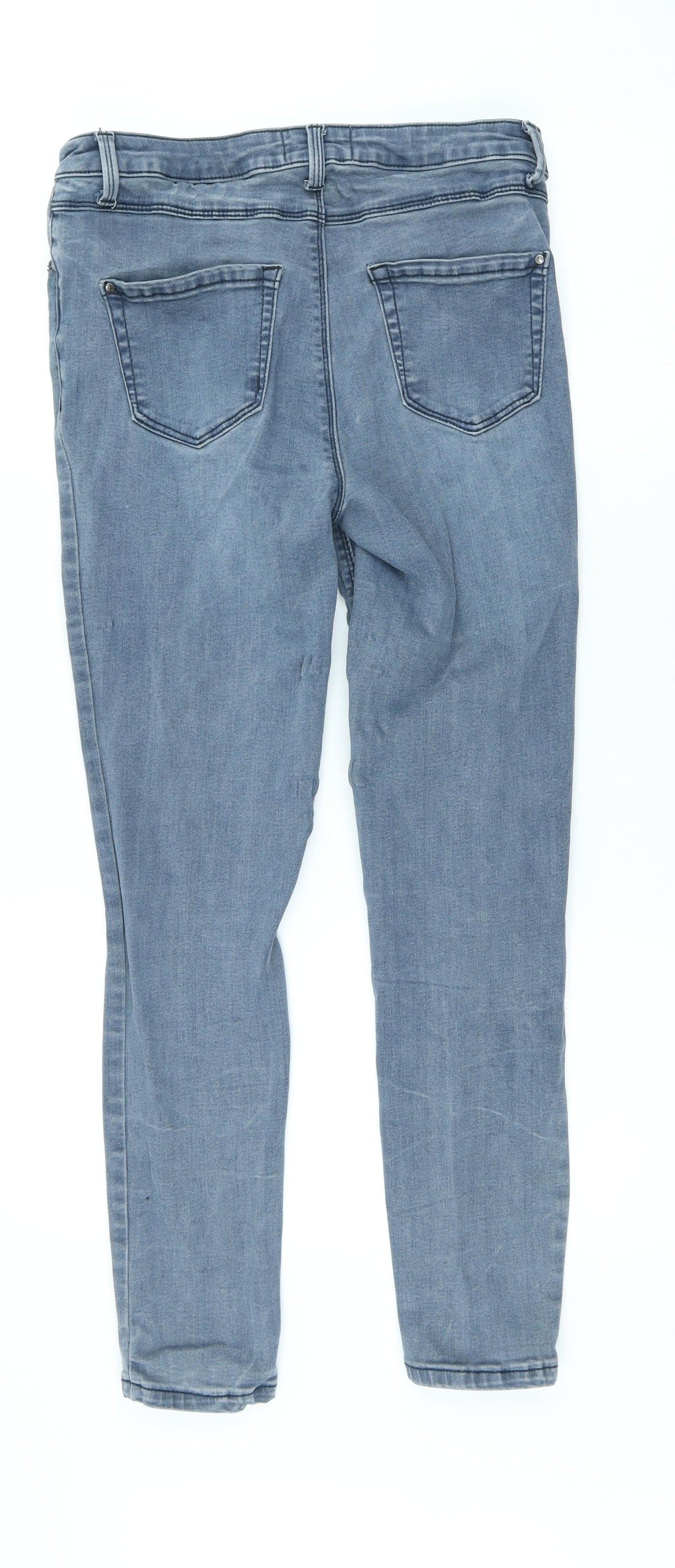 New Look Womens Black Cotton Skinny Jeans Size 14 L27 in Regular Button