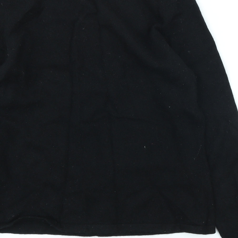 Lands' End Womens Black Scoop Neck 100% Cashmere Pullover Jumper Size 8
