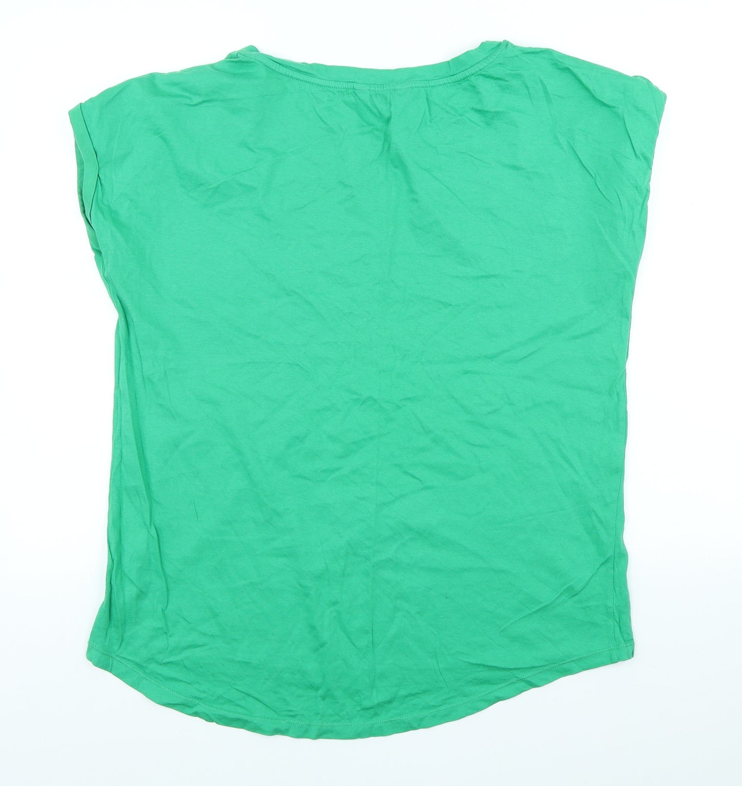 F&F Womens Green Cotton Basic T-Shirt Size 16 Scoop Neck - Star