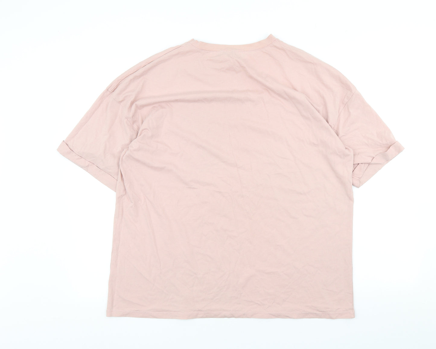 Select Womens Pink Cotton Basic T-Shirt Size XL Crew Neck