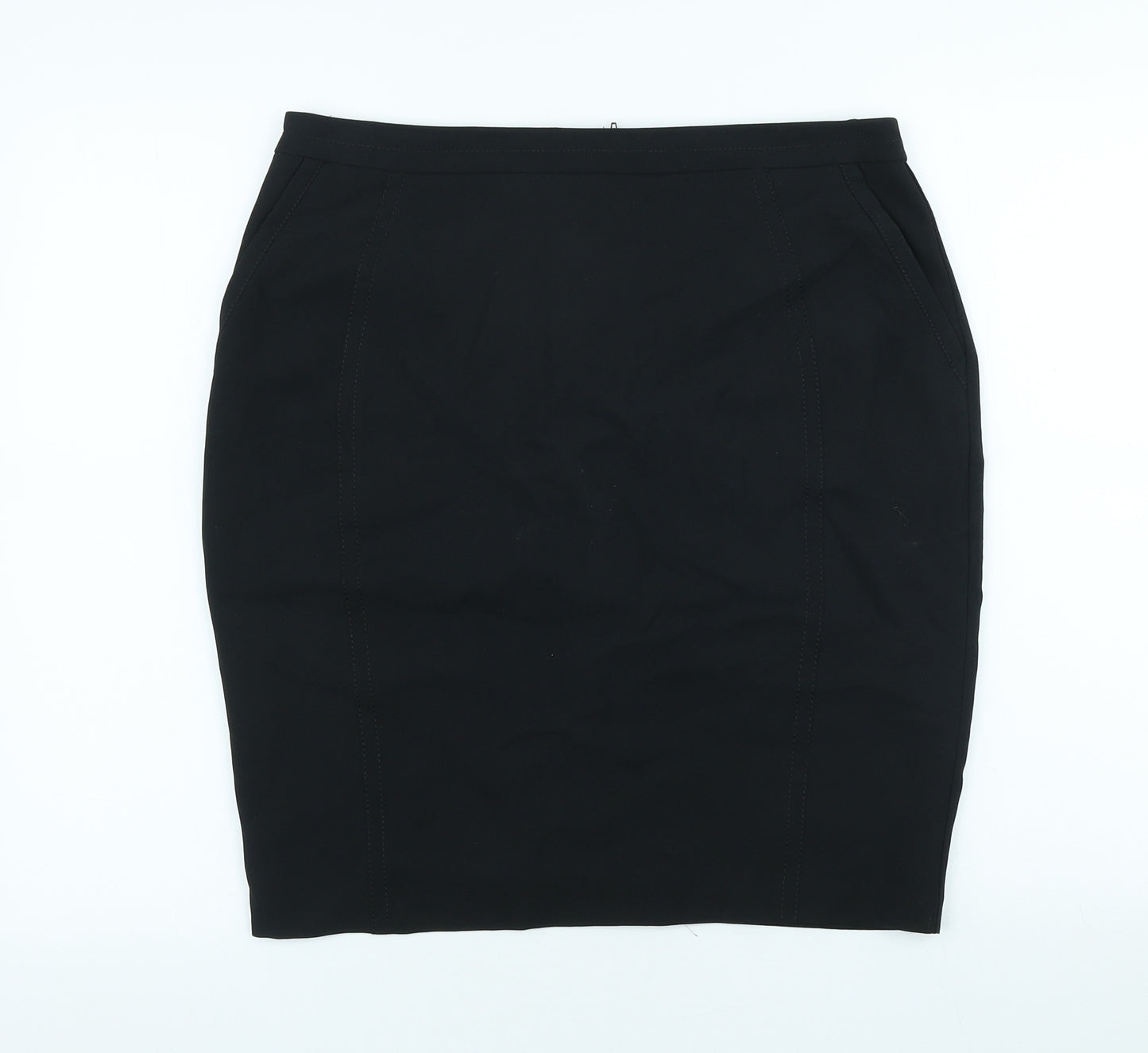 New Look Womens Black Polyester Straight & Pencil Skirt Size 14 Zip