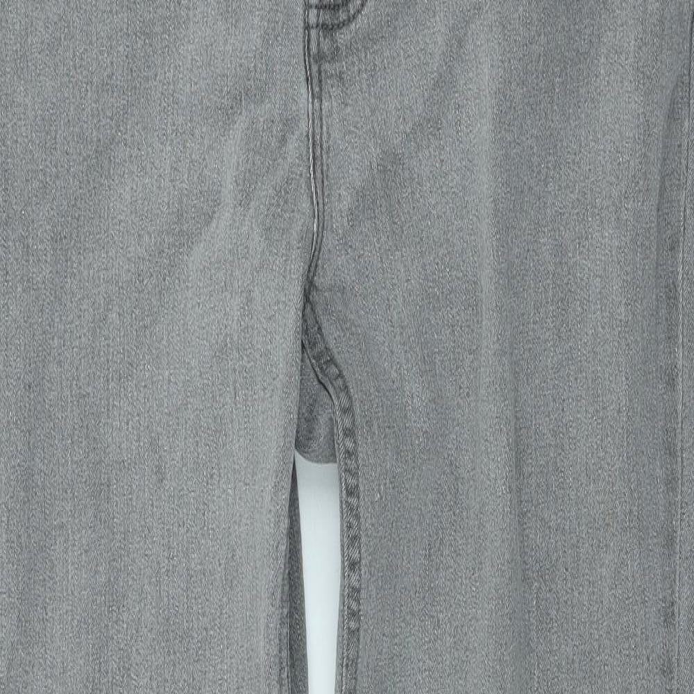 Boohoo Mens Grey Cotton Straight Jeans Size 36 in L30 in Regular Zip