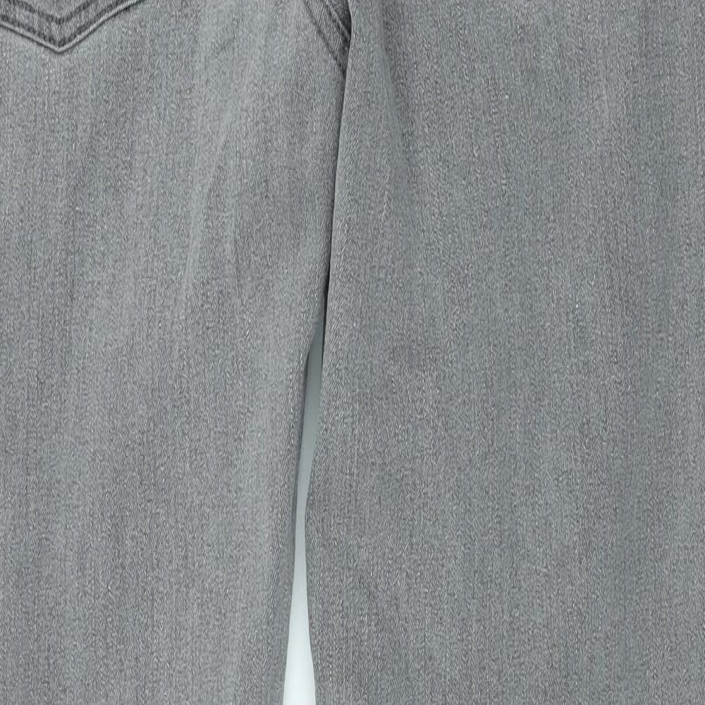 Boohoo Mens Grey Cotton Straight Jeans Size 36 in L30 in Regular Zip