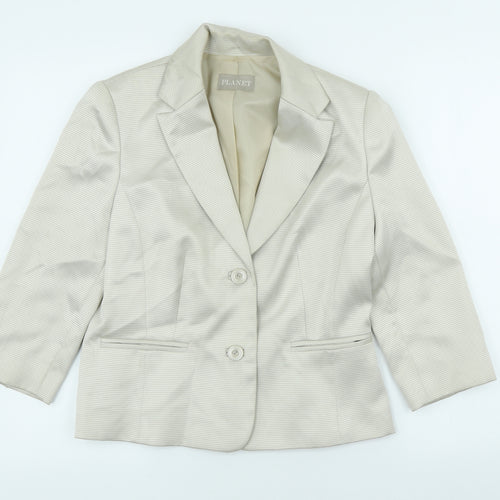 Planet Womens Ivory Polyester Jacket Blazer Size 8