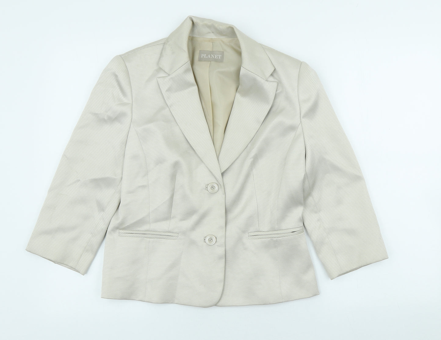 Planet Womens Ivory Polyester Jacket Blazer Size 8