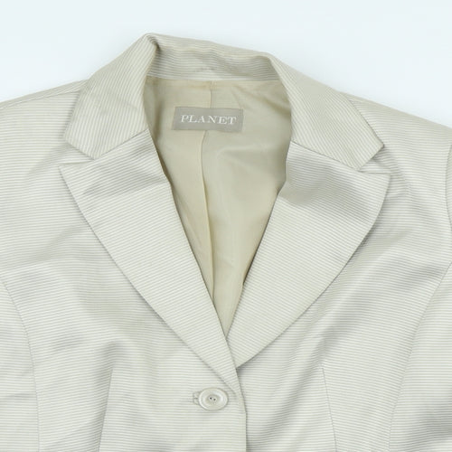 Planet Womens Ivory Polyester Jacket Blazer Size 8