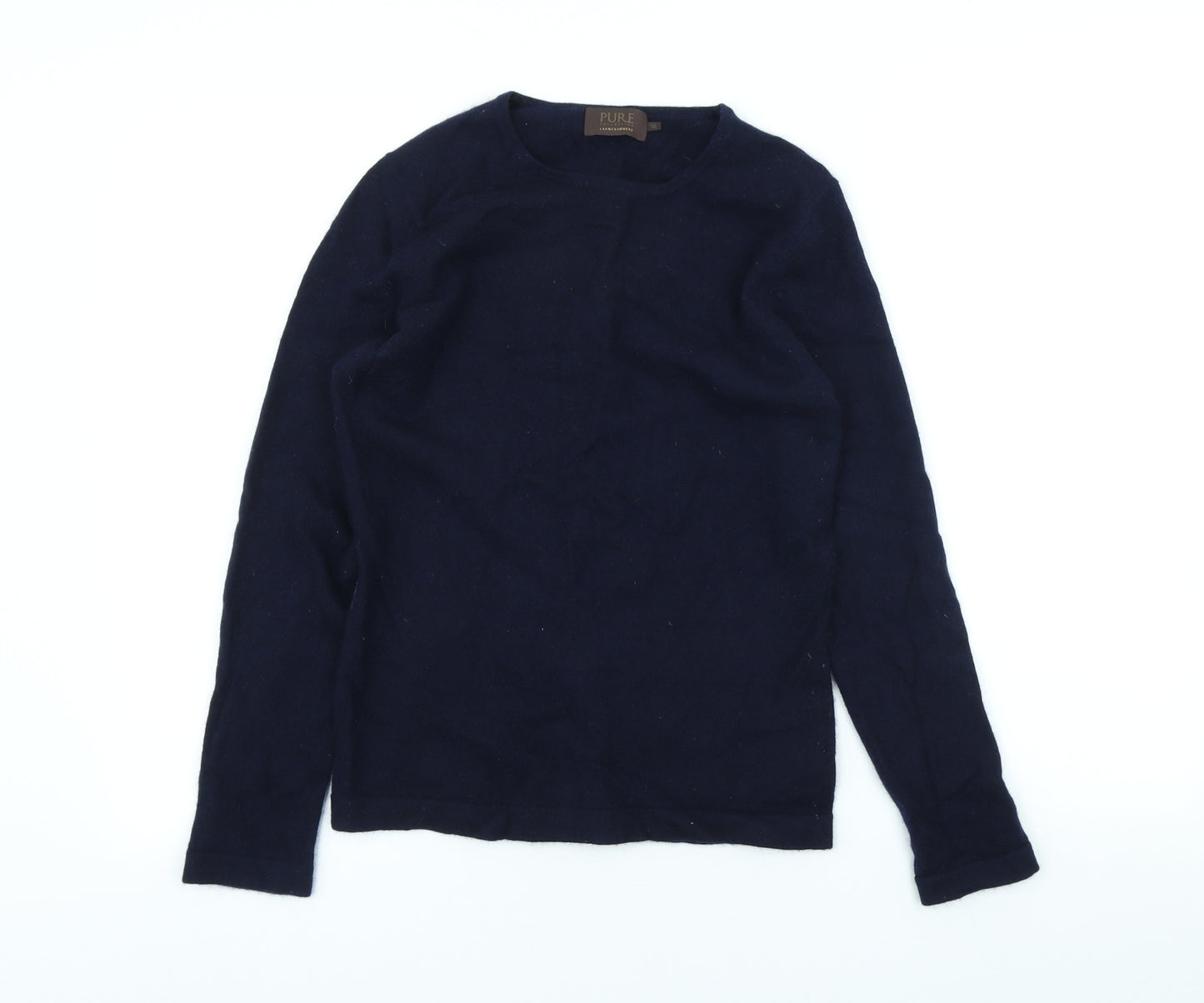 PURE Collection Womens Blue Scoop Neck 100% Cashmere Pullover Jumper Size 10