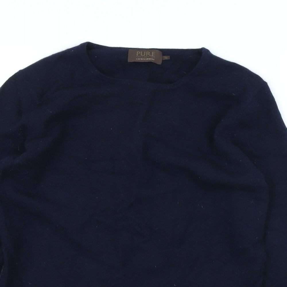 PURE Collection Womens Blue Scoop Neck 100% Cashmere Pullover Jumper Size 10