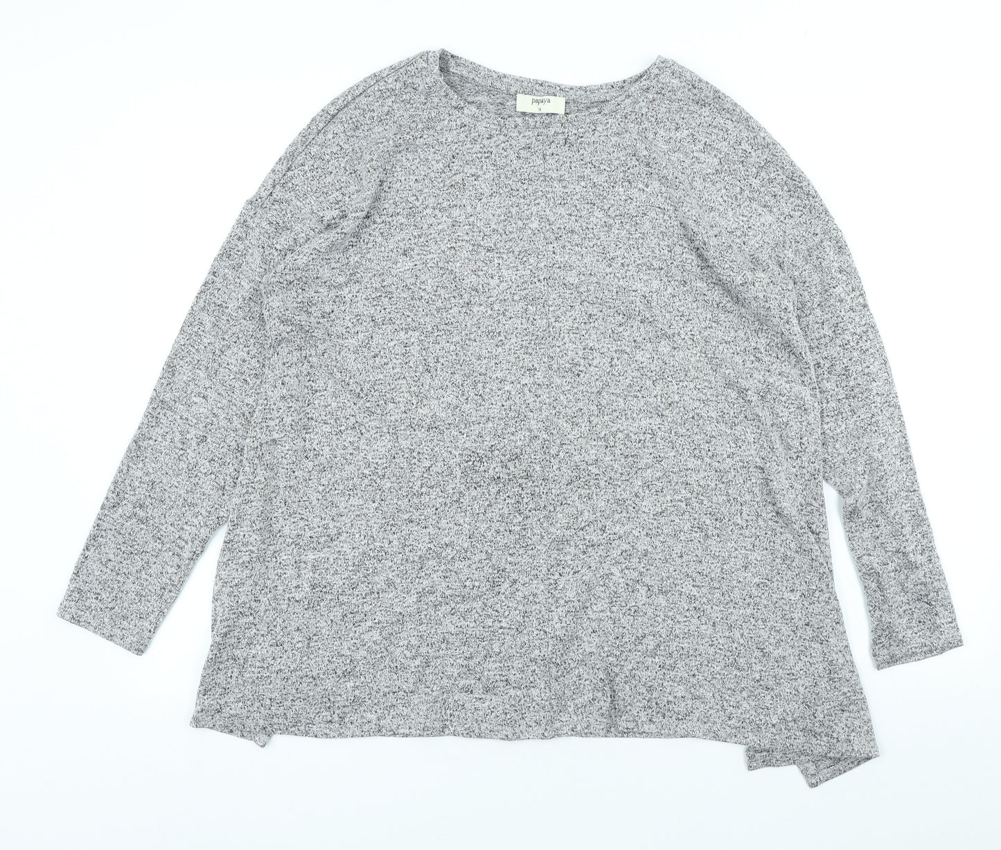 Papaya Womens Grey Crew Neck Polyester Pullover Jumper Size 16
