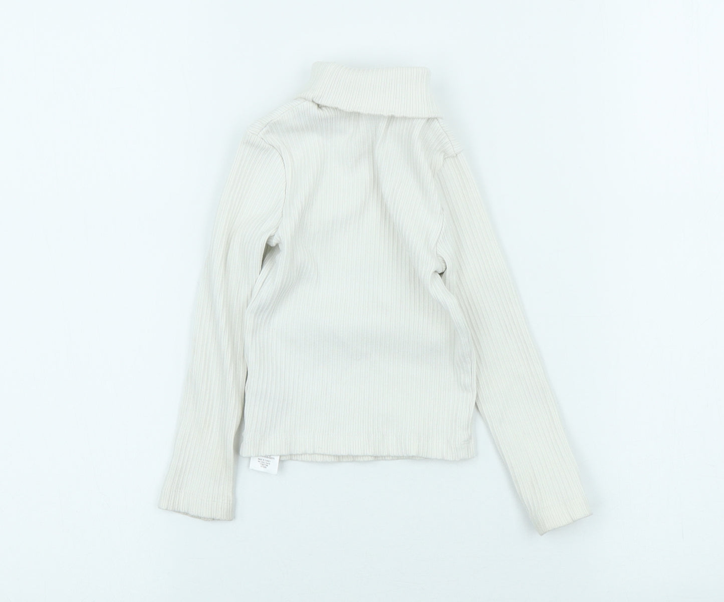 Primark Girls White Cotton Pullover T-Shirt Size 2-3 Years Roll Neck