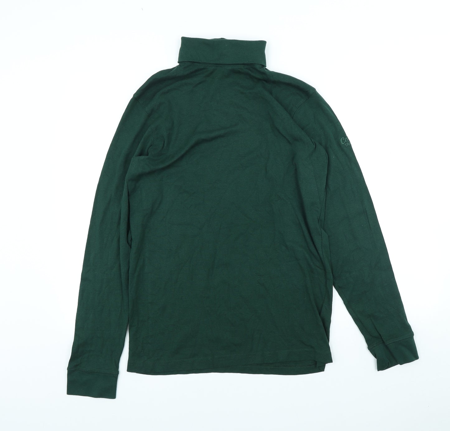 Cotton Traders Womens Green Cotton Basic T-Shirt Size L Roll Neck