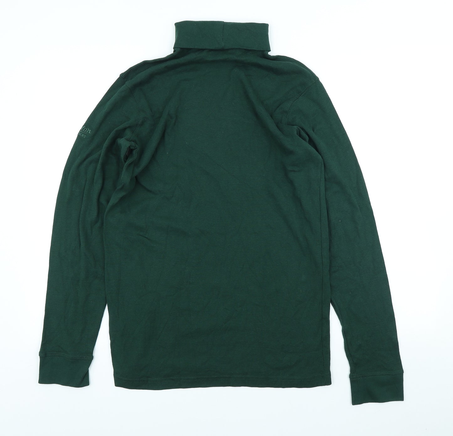 Cotton Traders Womens Green Cotton Basic T-Shirt Size L Roll Neck