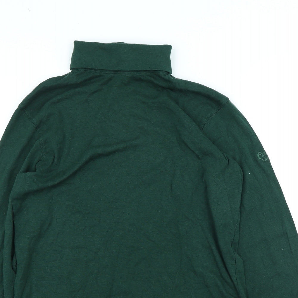 Cotton Traders Womens Green Cotton Basic T-Shirt Size L Roll Neck