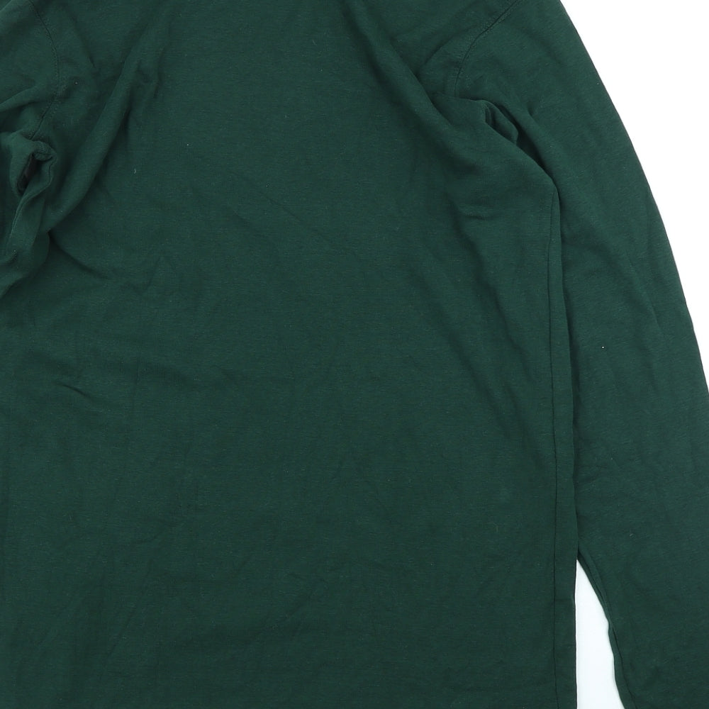Cotton Traders Womens Green Cotton Basic T-Shirt Size L Roll Neck