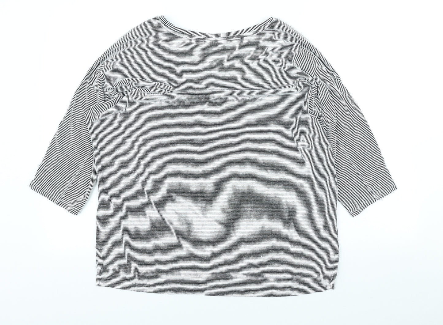 Christian Siriano Womens Multicoloured Striped Polyester Basic T-Shirt Size L Scoop Neck