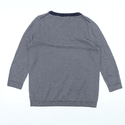 Gap Womens Blue Scoop Neck Striped Acrylic Pullover Jumper Size XS