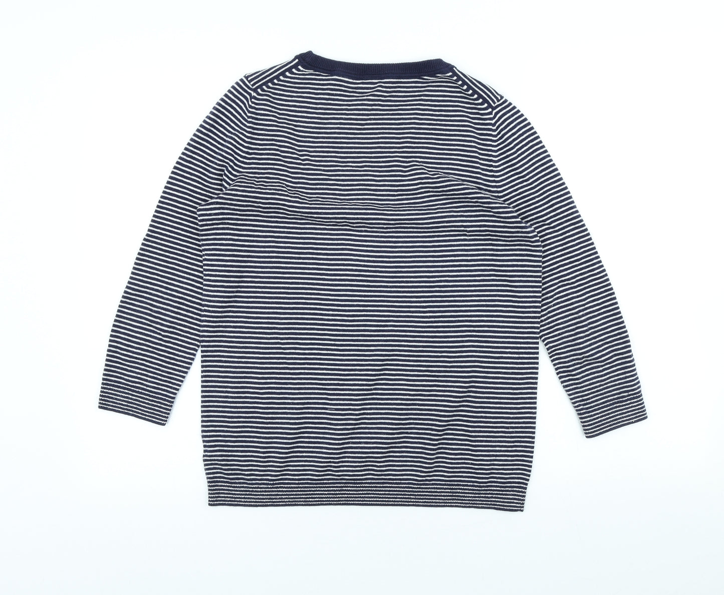 Gap Womens Blue Scoop Neck Striped Acrylic Pullover Jumper Size XS