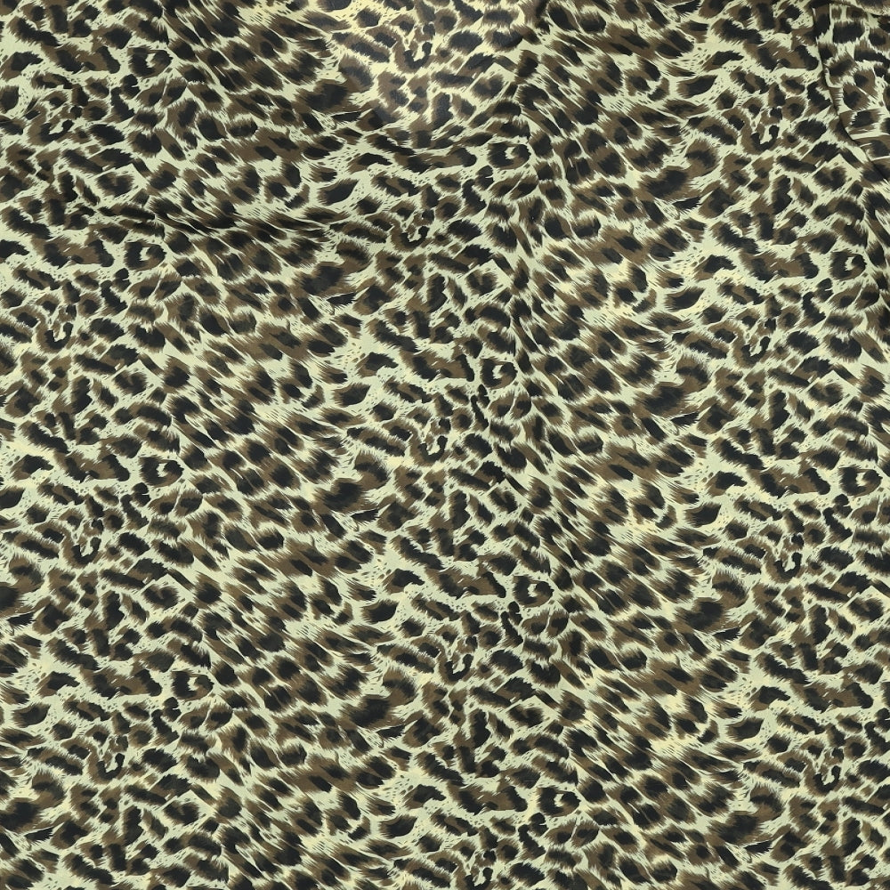 Mondi Womens Brown Animal Print Polyester Basic Blouse Size XL V-Neck - Leopard Print