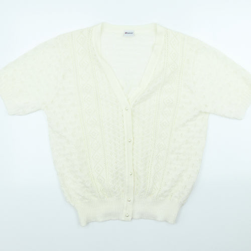 Damart Womens Ivory V-Neck Acrylic Cardigan Jumper Size 20
