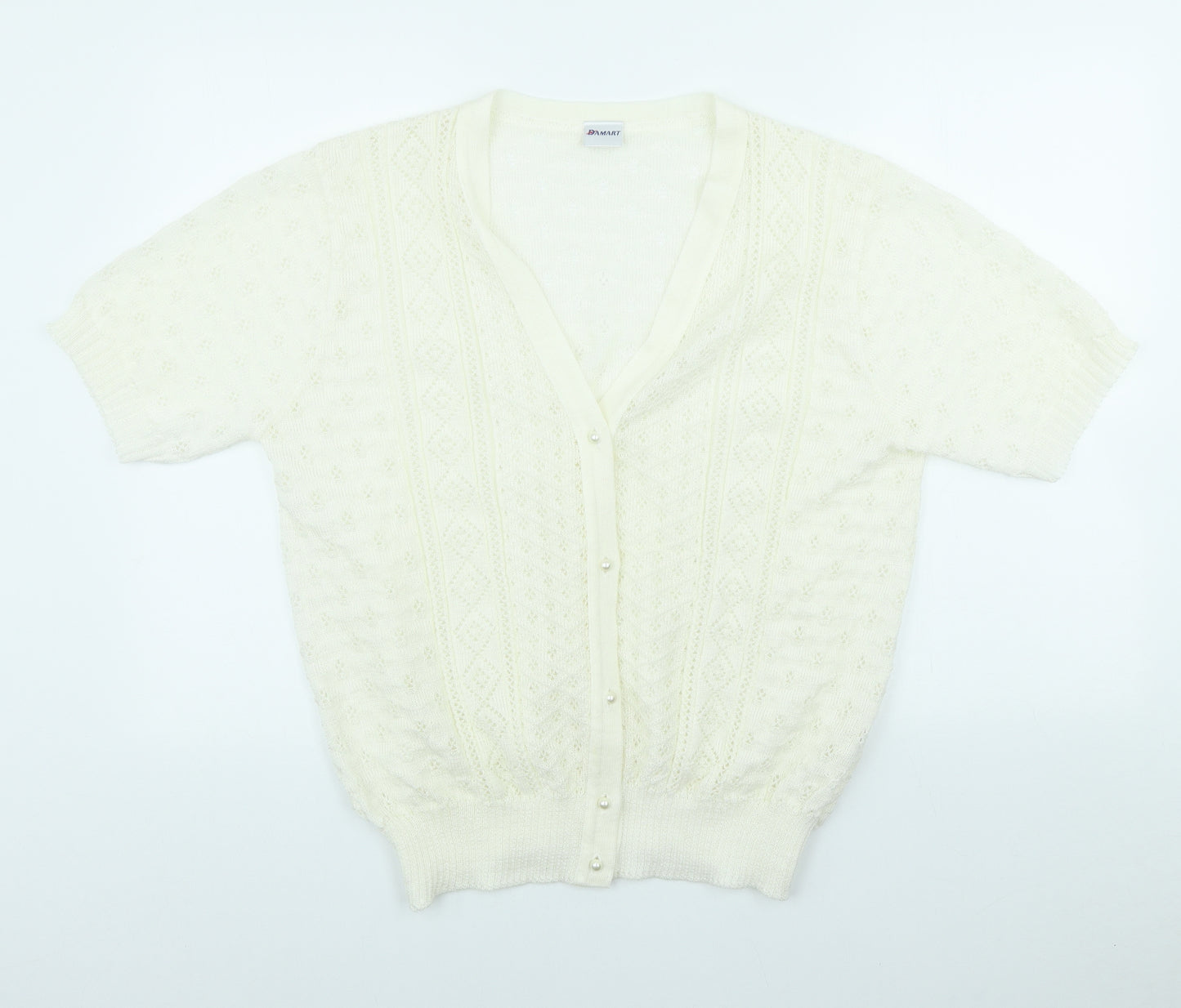 Damart Womens Ivory V-Neck Acrylic Cardigan Jumper Size 20