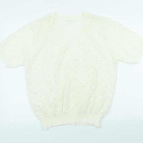 Damart Womens Ivory V-Neck Acrylic Cardigan Jumper Size 20