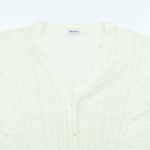 Damart Womens Ivory V-Neck Acrylic Cardigan Jumper Size 20