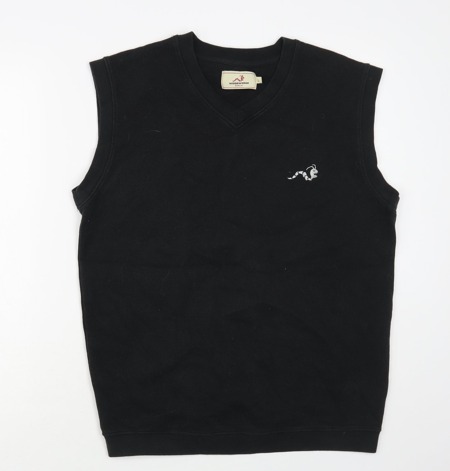 Woodworm Mens Black Cotton Vest Sweatshirt Size L