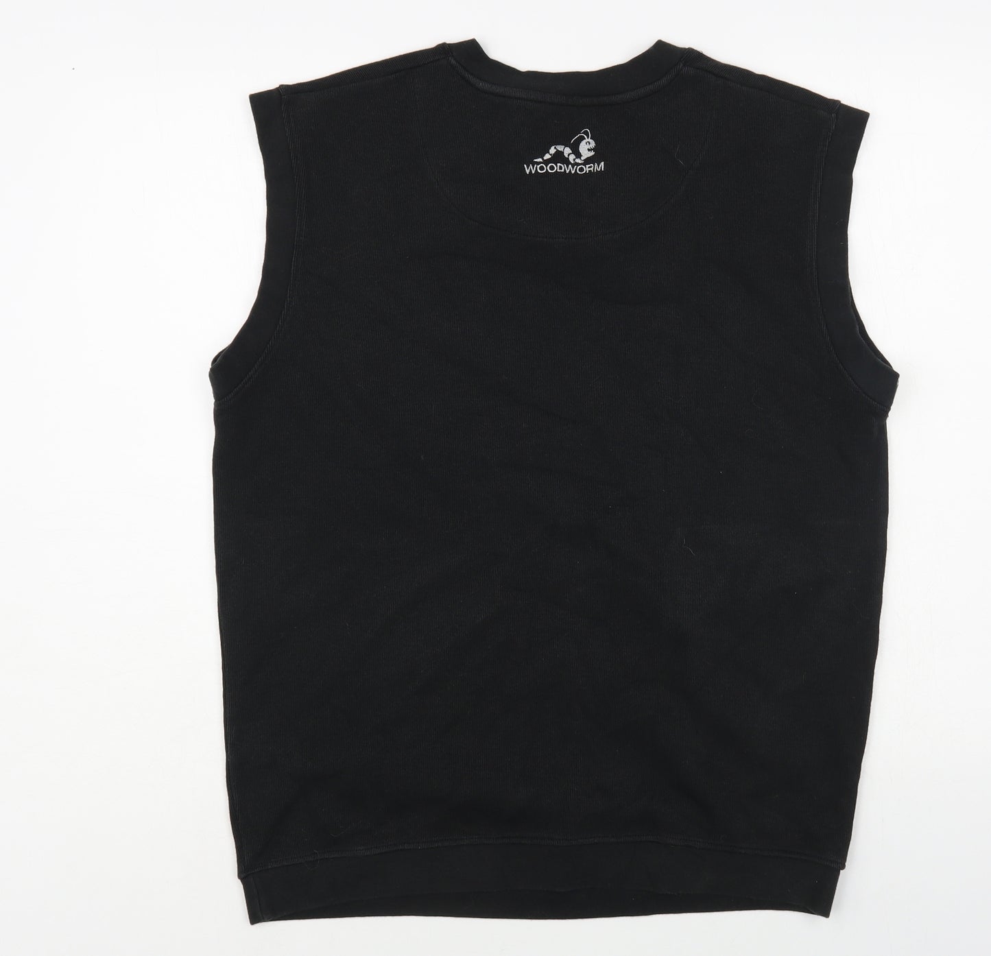 Woodworm Mens Black Cotton Vest Sweatshirt Size L