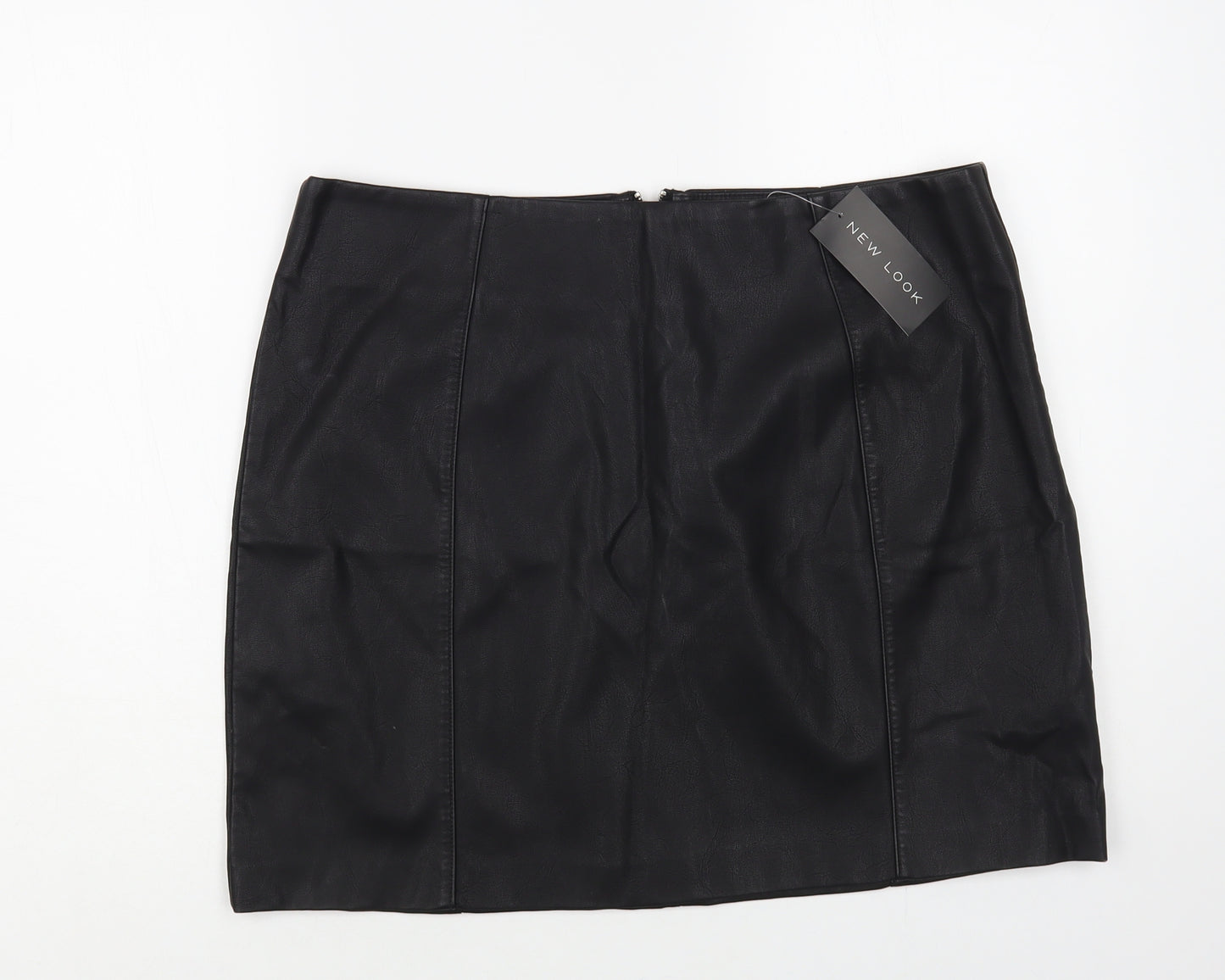 New Look Womens Black Viscose Mini Skirt Size 16 Zip