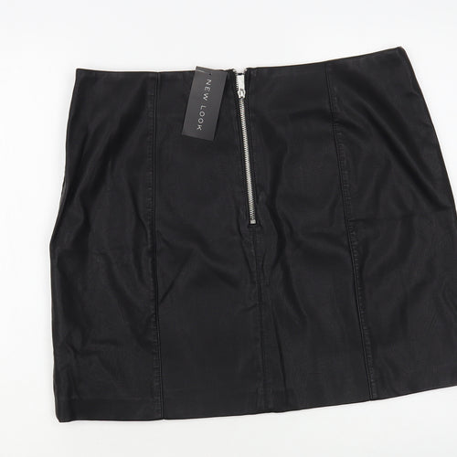 New Look Womens Black Viscose Mini Skirt Size 16 Zip