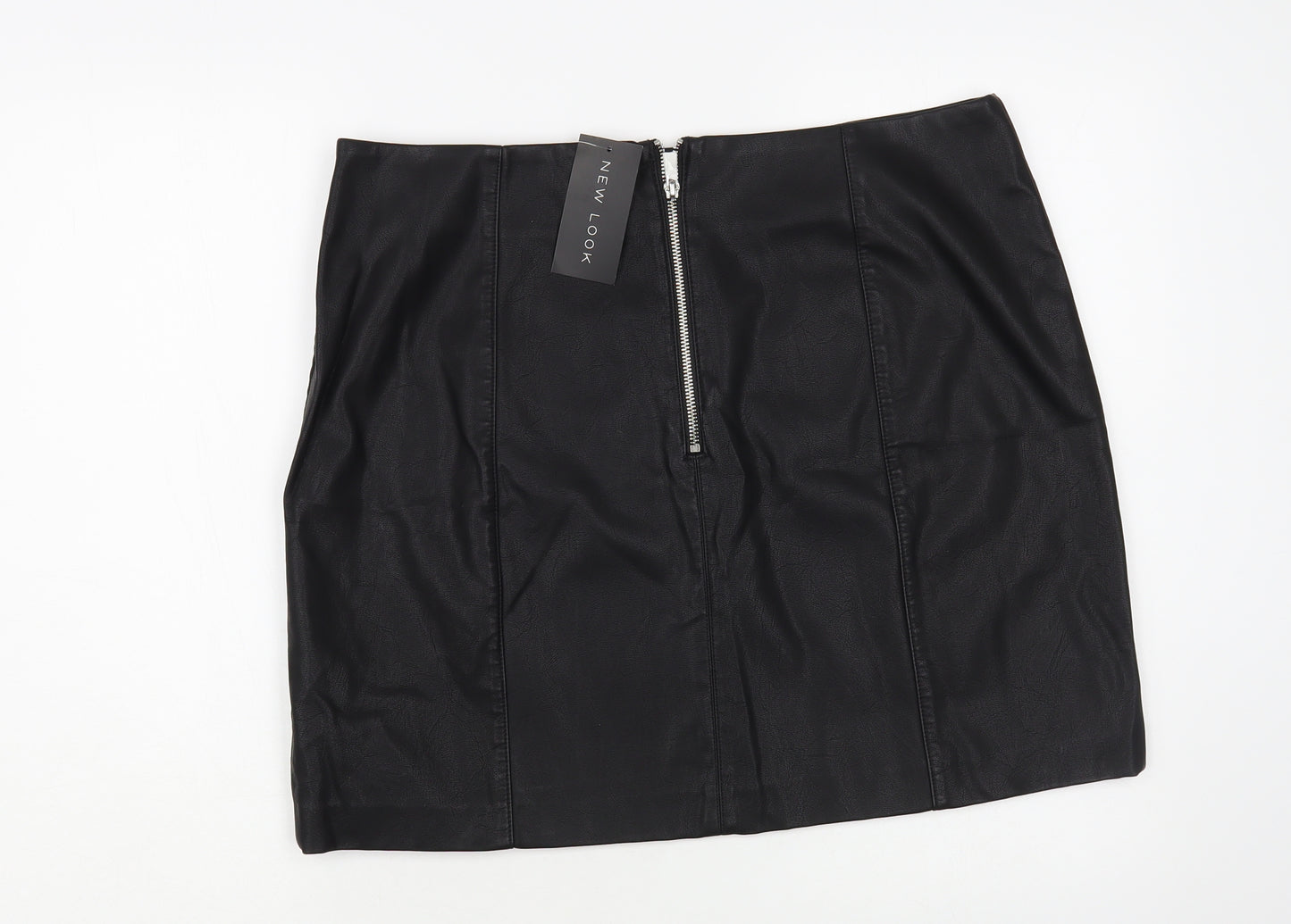 New Look Womens Black Viscose Mini Skirt Size 16 Zip