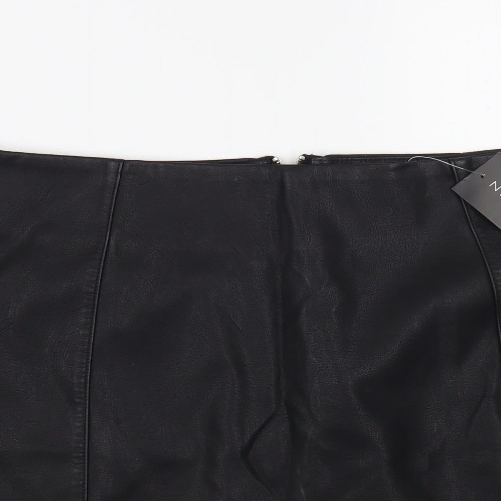 New Look Womens Black Viscose Mini Skirt Size 16 Zip
