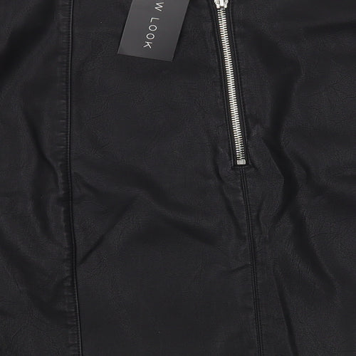New Look Womens Black Viscose Mini Skirt Size 16 Zip