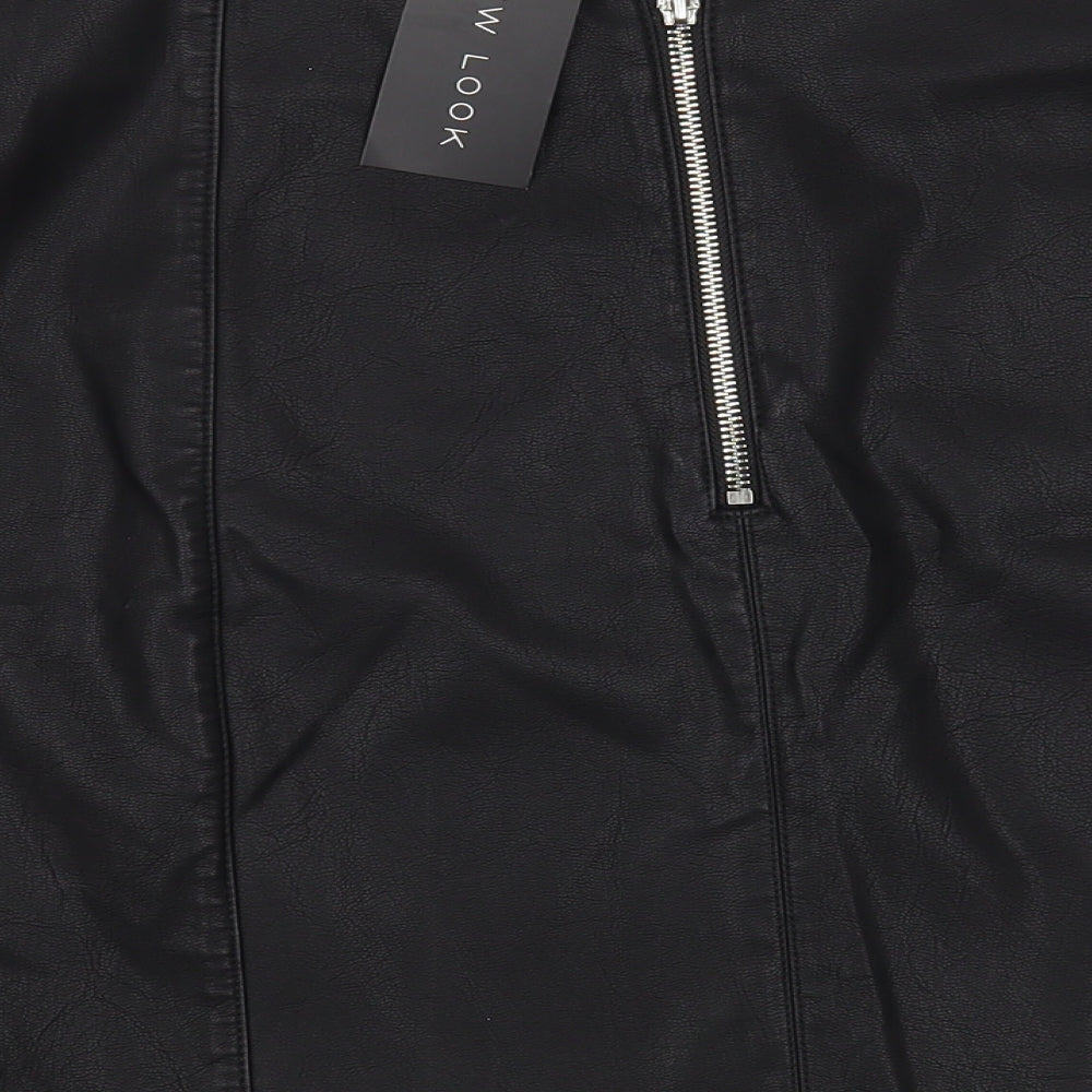 New Look Womens Black Viscose Mini Skirt Size 16 Zip