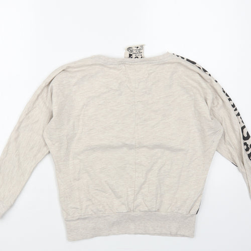 Young Dimension Girls Beige Animal Print Polyester Pullover Sweatshirt Size 11-12 Years Pullover - Wild Cat