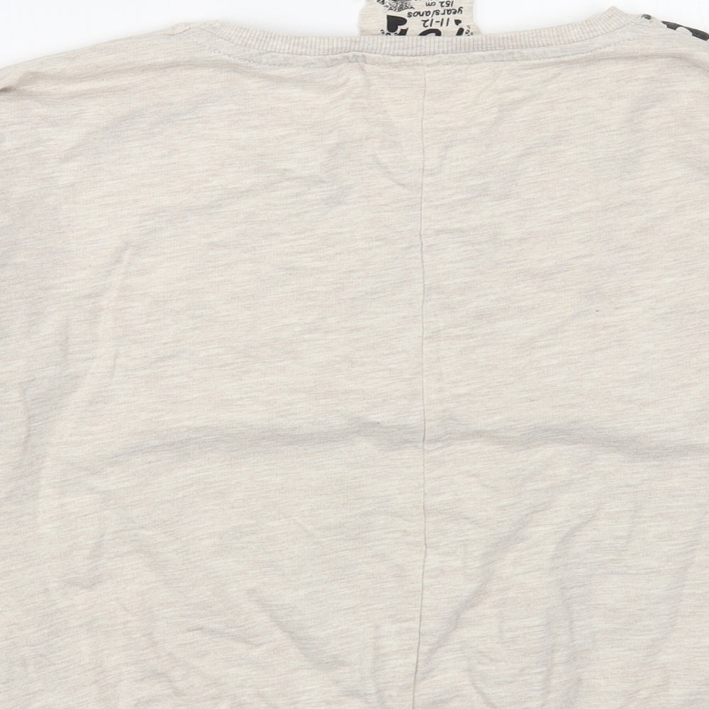 Young Dimension Girls Beige Animal Print Polyester Pullover Sweatshirt Size 11-12 Years Pullover - Wild Cat