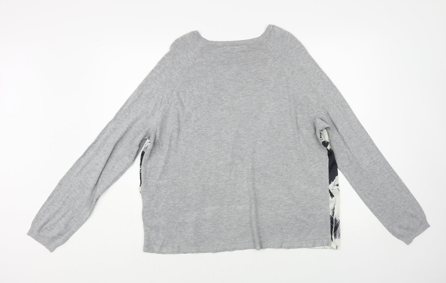 Papaya Womens Grey Boat Neck Floral Viscose Pullover Jumper Size 16