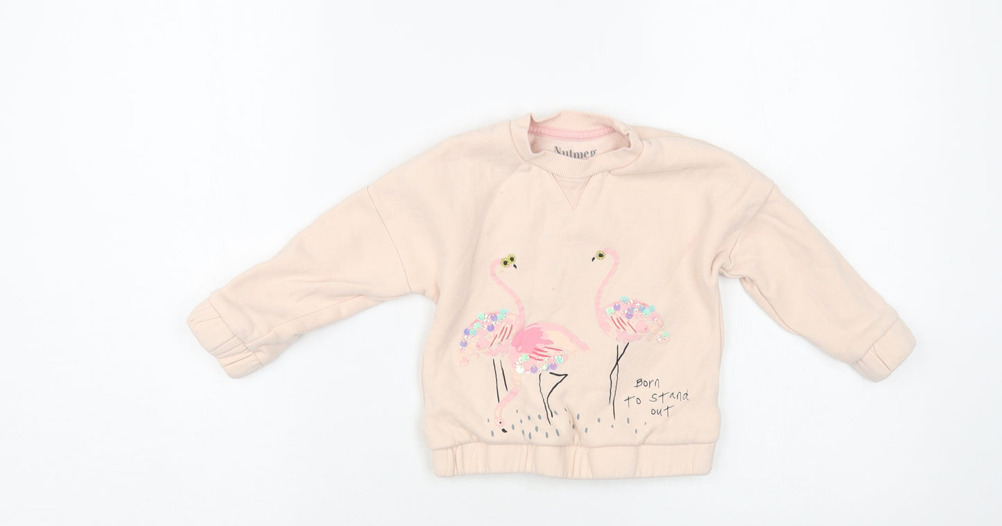 Nutmeg Baby Pink Cotton Pullover Jumper Size 18-24 Months Pullover - Flamingo