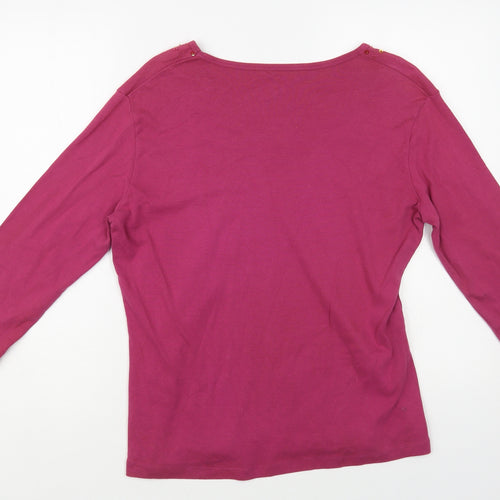 M&Co Womens Pink Cotton Basic T-Shirt Size XL V-Neck
