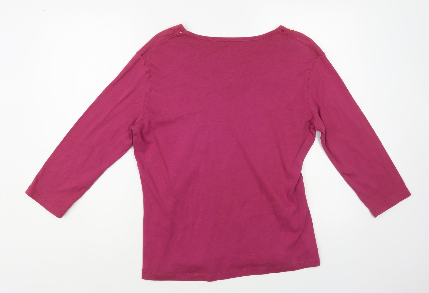 M&Co Womens Pink Cotton Basic T-Shirt Size XL V-Neck
