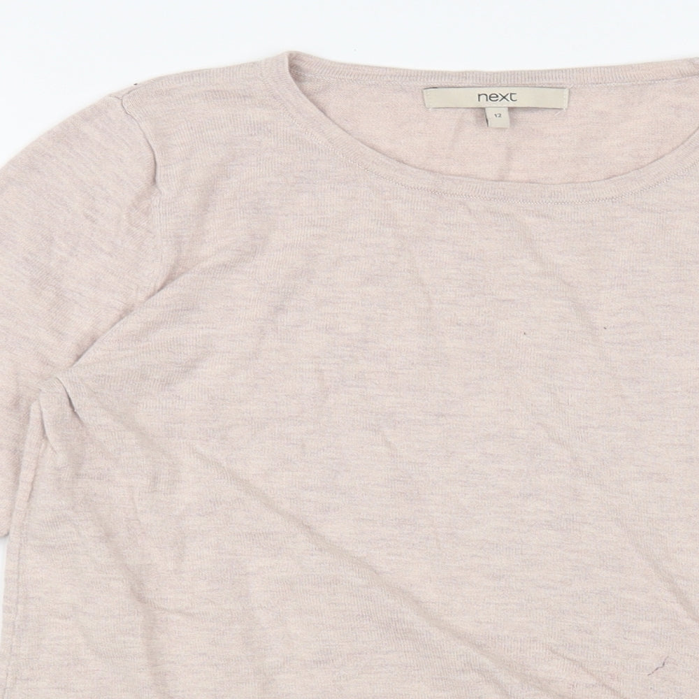 NEXT Womens Pink Crew Neck Cotton Pullover Jumper Size 12