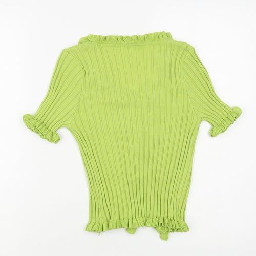 SheIn Womens Green V-Neck Polyester Cardigan Jumper Size M