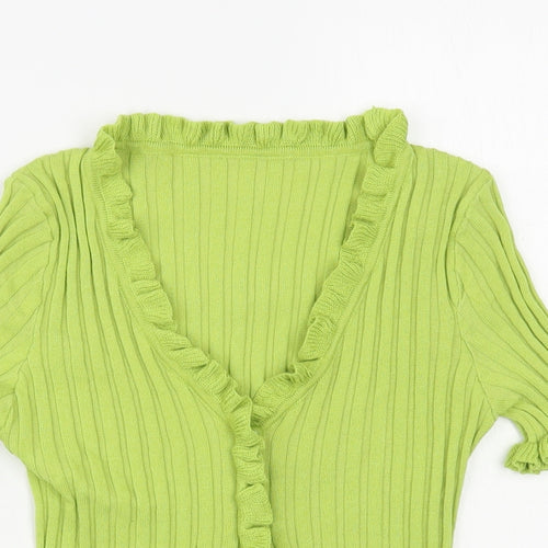 SheIn Womens Green V-Neck Polyester Cardigan Jumper Size M