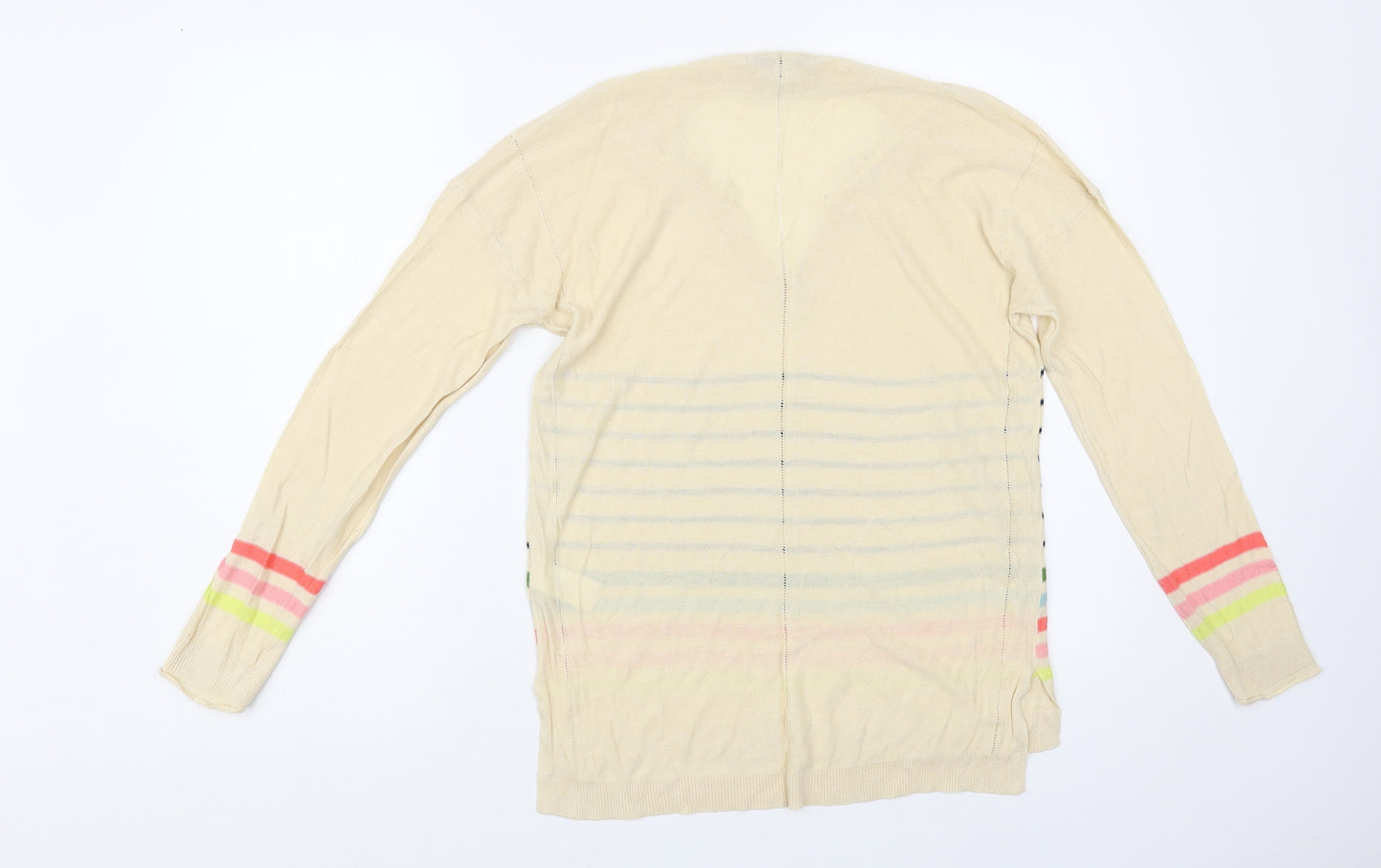 NEXT Womens Multicoloured V-Neck Striped Viscose Pullover Jumper Size 12