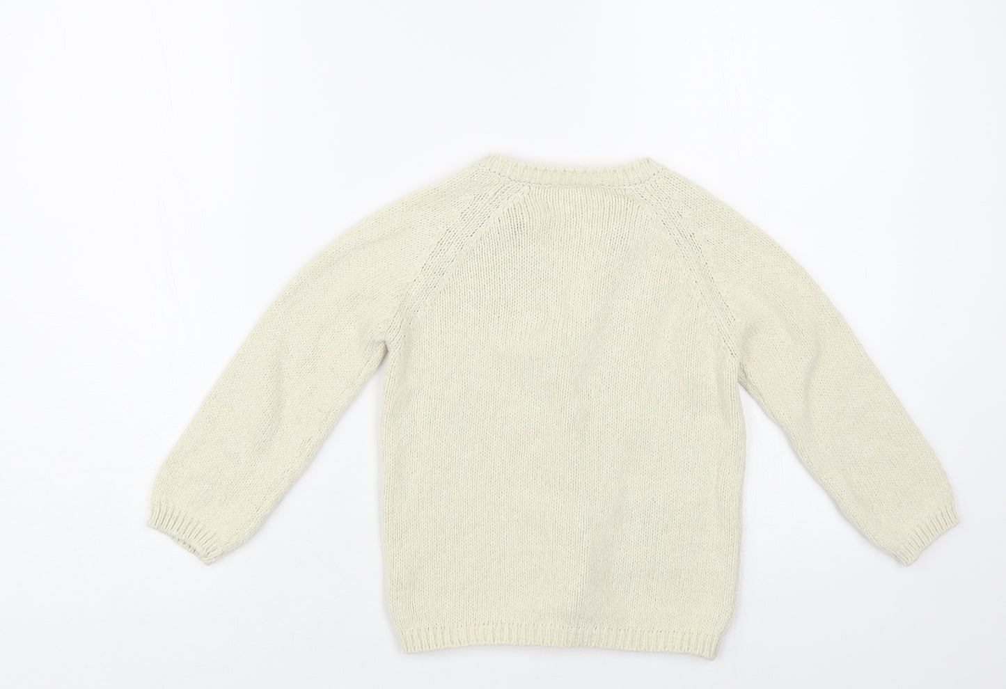 Nutmeg Girls Beige Round Neck Cotton Cardigan Jumper Size 5-6 Years