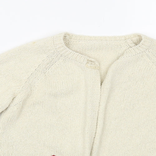 Nutmeg Girls Beige Round Neck Cotton Cardigan Jumper Size 5-6 Years