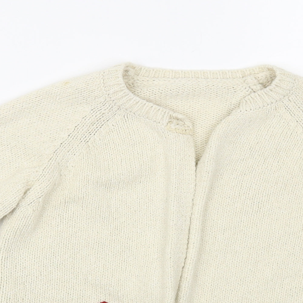 Nutmeg Girls Beige Round Neck Cotton Cardigan Jumper Size 5-6 Years
