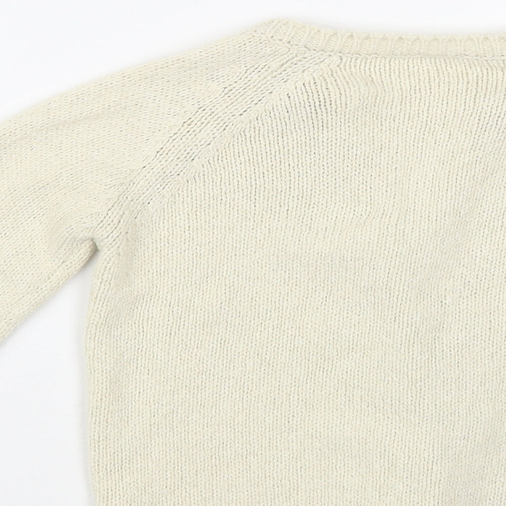 Nutmeg Girls Beige Round Neck Cotton Cardigan Jumper Size 5-6 Years